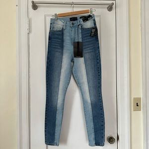 Kendall & Kylie The Ultra Babe Skinny Two Tone Patchwork Denim Jeans